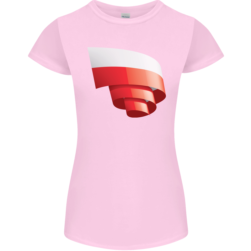Curled Poland Flag Polish Day Football Womens Petite Cut T-Shirt Light Pink