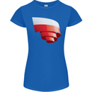 Curled Poland Flag Polish Day Football Womens Petite Cut T-Shirt Royal Blue