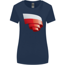 Curled Poland Flag Polish Day Football Womens Wider Cut T-Shirt Navy Blue