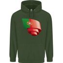 Curled Portugal Flag Portugese Day Football Childrens Kids Hoodie Forest Green