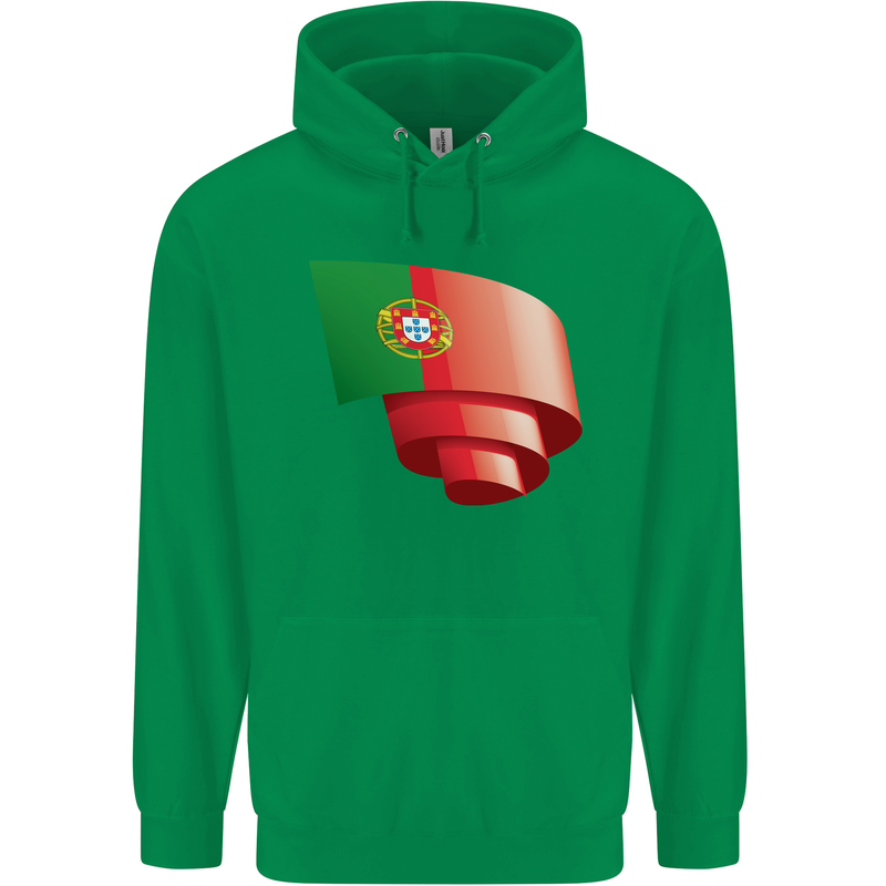 Curled Portugal Flag Portugese Day Football Childrens Kids Hoodie Irish Green