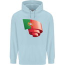 Curled Portugal Flag Portugese Day Football Childrens Kids Hoodie Light Blue