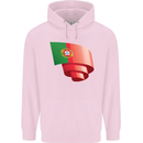 Curled Portugal Flag Portugese Day Football Childrens Kids Hoodie Light Pink