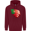 Curled Portugal Flag Portugese Day Football Childrens Kids Hoodie Maroon