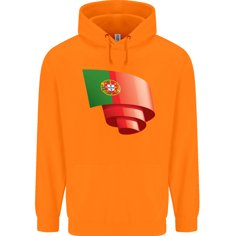Curled Portugal Flag Portugese Day Football Childrens Kids Hoodie Orange