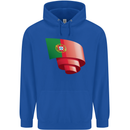 Curled Portugal Flag Portugese Day Football Childrens Kids Hoodie Royal Blue