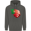 Curled Portugal Flag Portugese Day Football Childrens Kids Hoodie Storm Grey
