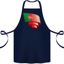 Curled Portugal Flag Portugese Day Football Cotton Apron 100% Organic Navy Blue