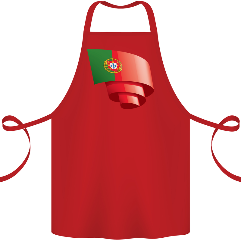 Curled Portugal Flag Portugese Day Football Cotton Apron 100% Organic Red