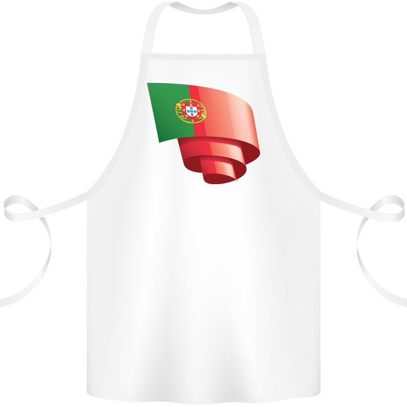 Curled Portugal Flag Portugese Day Football Cotton Apron 100% Organic White
