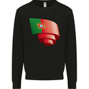 Curled Portugal Flag Portugese Day Football Kids Sweatshirt Jumper Black