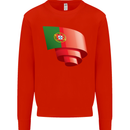 Curled Portugal Flag Portugese Day Football Kids Sweatshirt Jumper Bright Red