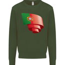 Curled Portugal Flag Portugese Day Football Kids Sweatshirt Jumper Forest Green
