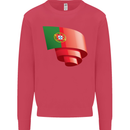 Curled Portugal Flag Portugese Day Football Kids Sweatshirt Jumper Heliconia