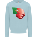Curled Portugal Flag Portugese Day Football Kids Sweatshirt Jumper Light Blue