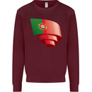 Curled Portugal Flag Portugese Day Football Kids Sweatshirt Jumper Maroon