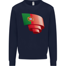Curled Portugal Flag Portugese Day Football Kids Sweatshirt Jumper Navy Blue