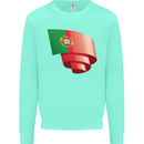 Curled Portugal Flag Portugese Day Football Kids Sweatshirt Jumper Peppermint