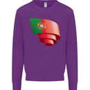 Curled Portugal Flag Portugese Day Football Kids Sweatshirt Jumper Purple