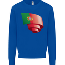 Curled Portugal Flag Portugese Day Football Kids Sweatshirt Jumper Royal Blue