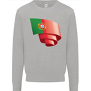 Curled Portugal Flag Portugese Day Football Kids Sweatshirt Jumper Sports Grey