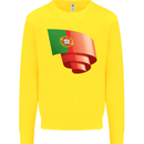 Curled Portugal Flag Portugese Day Football Kids Sweatshirt Jumper Yellow