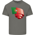 Curled Portugal Flag Portugese Day Football Kids T-Shirt Childrens Charcoal