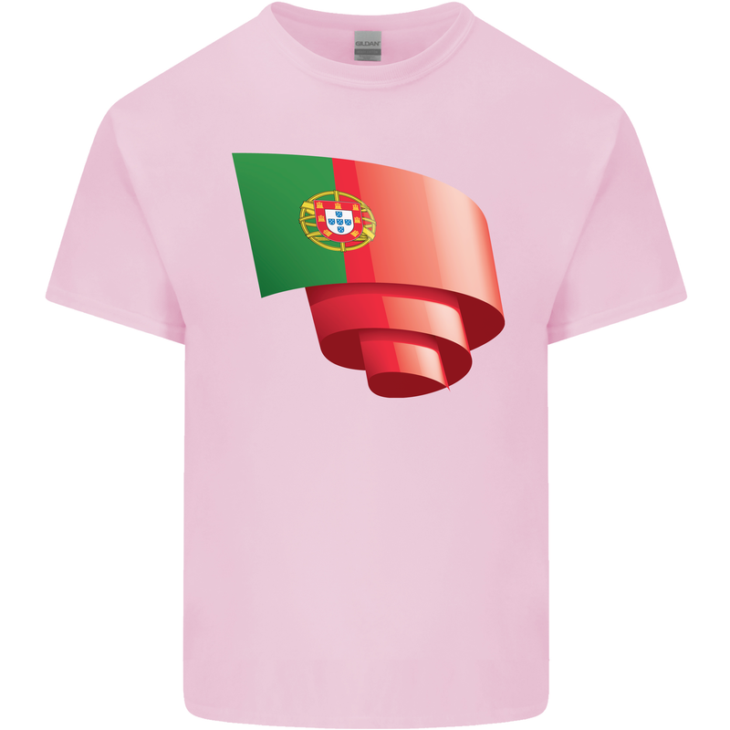 Curled Portugal Flag Portugese Day Football Kids T-Shirt Childrens Light Pink