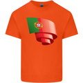 Curled Portugal Flag Portugese Day Football Kids T-Shirt Childrens Orange