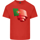 Curled Portugal Flag Portugese Day Football Kids T-Shirt Childrens Red