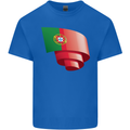Curled Portugal Flag Portugese Day Football Kids T-Shirt Childrens Royal Blue