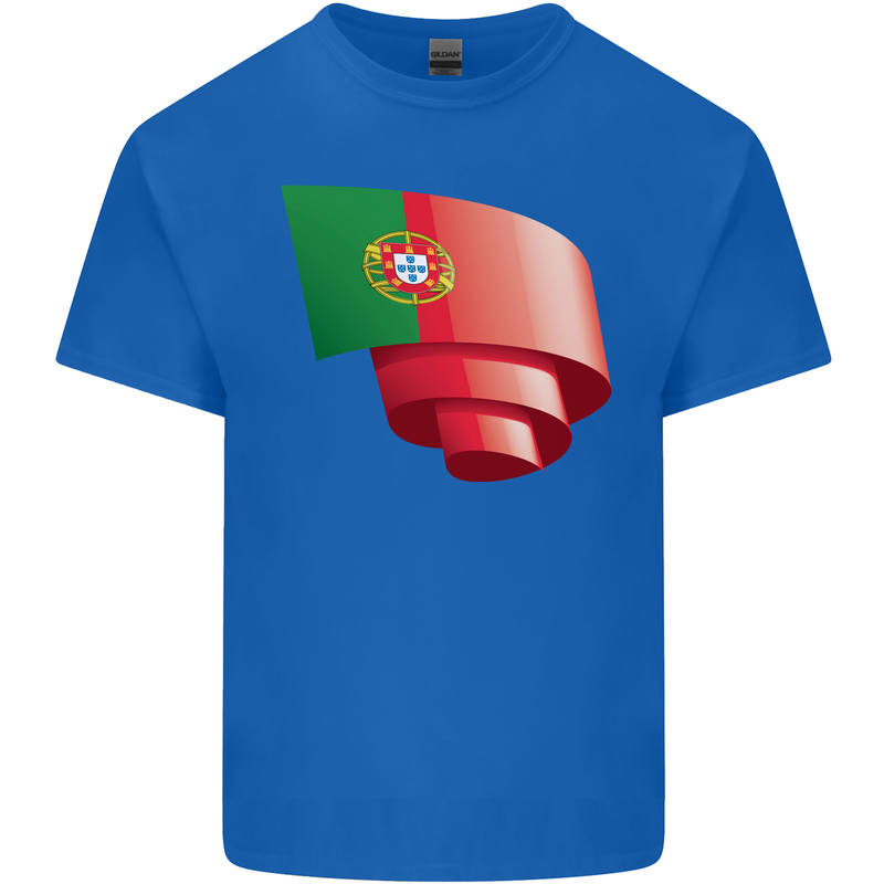Curled Portugal Flag Portugese Day Football Kids T-Shirt Childrens Royal Blue
