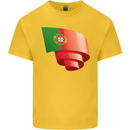 Curled Portugal Flag Portugese Day Football Kids T-Shirt Childrens Yellow