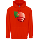 Curled Portugal Flag Portugese Day Football Mens 80% Cotton Hoodie Bright Red