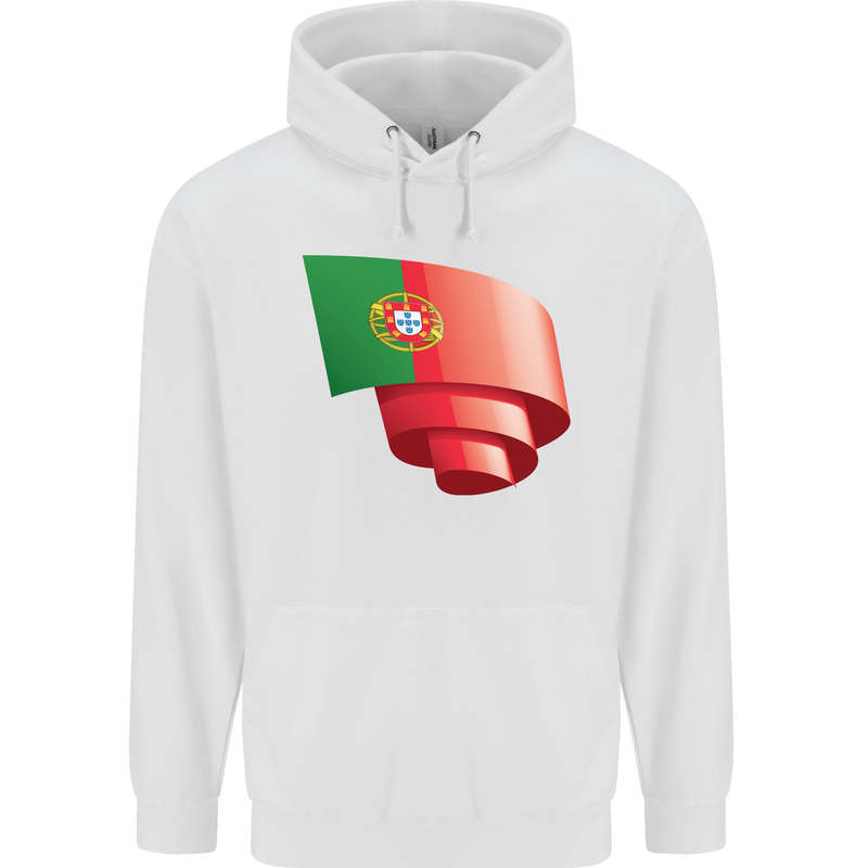 Curled Portugal Flag Portugese Day Football Mens 80% Cotton Hoodie White