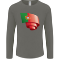 Curled Portugal Flag Portugese Day Football Mens Long Sleeve T-Shirt Charcoal