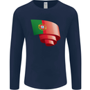 Curled Portugal Flag Portugese Day Football Mens Long Sleeve T-Shirt Navy Blue