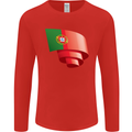Curled Portugal Flag Portugese Day Football Mens Long Sleeve T-Shirt Red