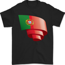 Curled Portugal Flag Portugese Day Football Mens T-Shirt 100% Cotton Black