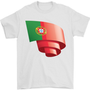 Curled Portugal Flag Portugese Day Football Mens T-Shirt 100% Cotton White