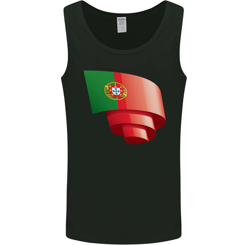 Curled Portugal Flag Portugese Day Football Mens Vest Tank Top Black