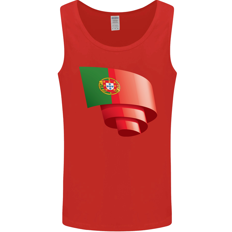 Curled Portugal Flag Portugese Day Football Mens Vest Tank Top Red