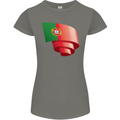 Curled Portugal Flag Portugese Day Football Womens Petite Cut T-Shirt Charcoal