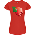 Curled Portugal Flag Portugese Day Football Womens Petite Cut T-Shirt Red