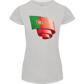 Curled Portugal Flag Portugese Day Football Womens Petite Cut T-Shirt Sports Grey