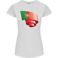 Curled Portugal Flag Portugese Day Football Womens Petite Cut T-Shirt White