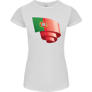 Curled Portugal Flag Portugese Day Football Womens Petite Cut T-Shirt White