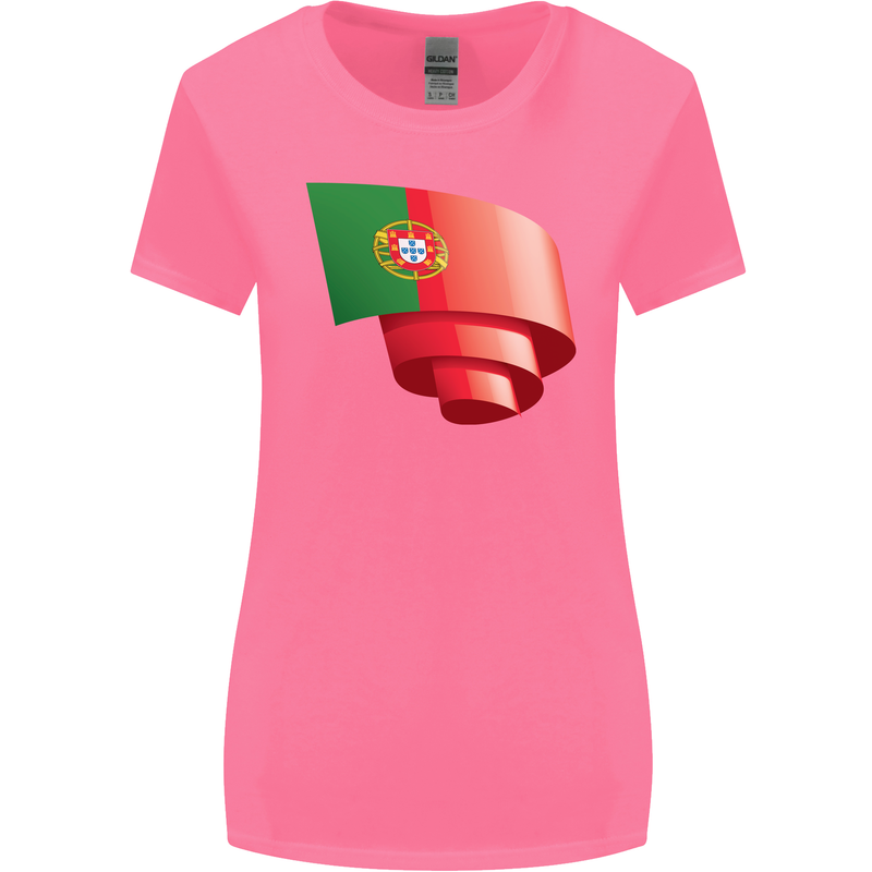 Curled Portugal Flag Portugese Day Football Womens Wider Cut T-Shirt Azalea