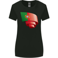 Curled Portugal Flag Portugese Day Football Womens Wider Cut T-Shirt Black