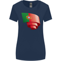 Curled Portugal Flag Portugese Day Football Womens Wider Cut T-Shirt Navy Blue